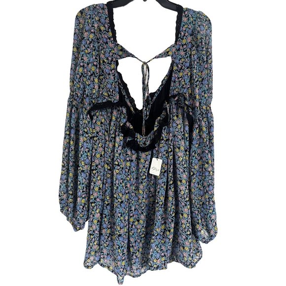NWT Free People Pennie babydoll minidress floral size medium - Picture 4 of 6